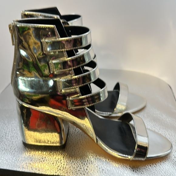 Beautiful PRIVILEGED shiny silver platform heels. Size 8 1/2 used slightly. - Picture 2 of 7